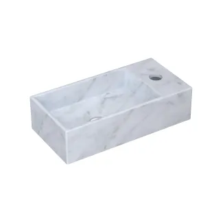 INK Versus Fountain Marble - tap plate right - 1 tap hole - 36x18x9 cm - Matt white marble