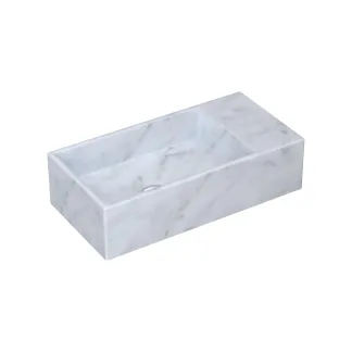 INK Versus Fountain Marble - tap plate right - without tap hole - 36x18x9 cm - Matt white marble