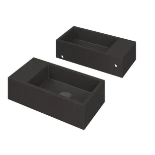 INK Versus Fountain Quartz - tap plate left - without tap hole - 36x18x9 cm - Quartz black