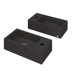 INK Versus Fountain Quartz - tap plate right - 1 tap hole - 36x18x9 cm - Quartz black