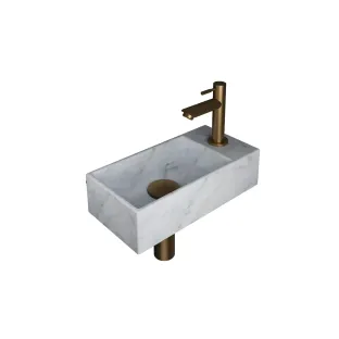 INK Versus Fountain Pack Marble - tap platform left - 36x18x9 cm - Matt white marble/Brushed Matt gold