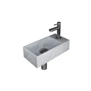 INK Versus Fountain Pack Marble - tap platform left - 36x18x9 cm - Matt white marble/Brushed nickel