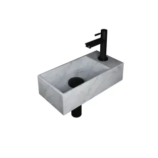 INK Versus Fountain Pack Marble - tap tray left - 36x18x9 cm - Matt white marble/Matt black