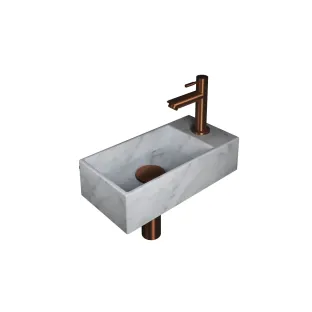 INK Versus Fountain Pack Marble - tap tray right - 36x18x9 cm - Matt white marble/Matt rose gold