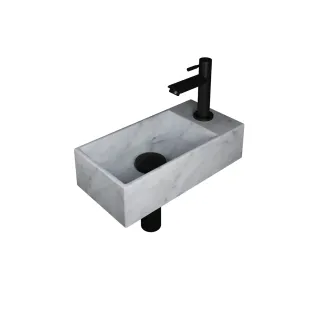 INK Versus Fountain Pack Marble - tap tray right - 36x18x9 cm - Matt white marble/Matt black