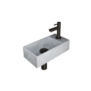 INK Versus Fountain Pack Marble - tap tray right - 36x18x9 cm - Matt white marble/Metal black