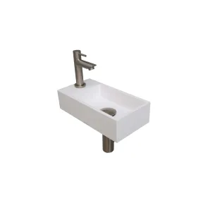 INK Versus Fountain Pack Polystone - tap platform left - 36x18x9 cm - Gloss white/Brushed nickel