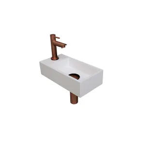 INK Versus Fountain Pack Polystone - tap platform left - 36x18x9 cm - Gloss white/Matte rose gold