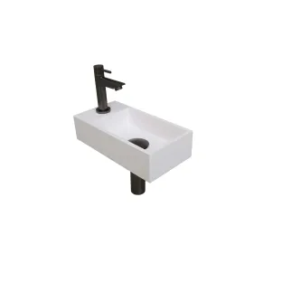 INK Versus Fountain Pack Polystone - tap platform left - 36x18x9 cm - Gloss white/Metal black