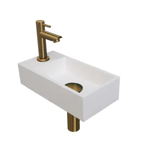 INK Versus Fountain Pack Polystone - tap platform left - 36x18x9 cm - Matt white/Matt gold