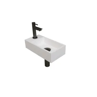 INK Versus Fountain Pack Polystone - tap platform left - 36x18x9 cm - Matt white/Metal black