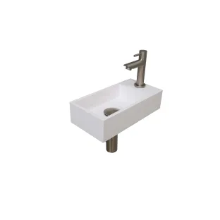 INK Versus Fountain Pack Polystone - tap platform right - 36x18x9 cm - Gloss white/Brushed nickel