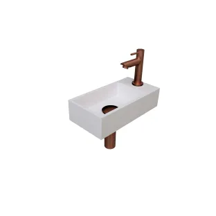 INK Versus Fountain Pack Polystone - tap platform right - 36x18x9 cm - Gloss white/Matte rose gold