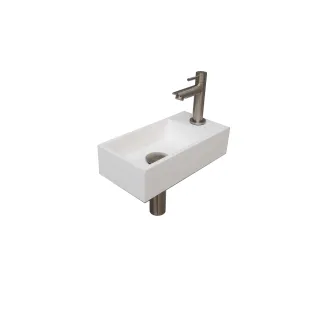 INK Versus Fountain Pack Polystone - tap platform right - 36x18x9 cm - Matt white/Brushed nickel