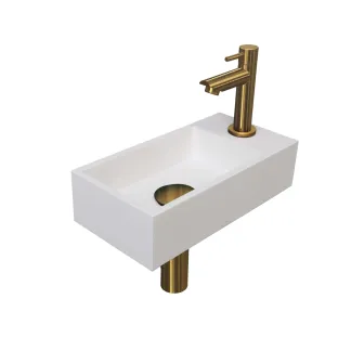 INK Versus Fountain Pack Polystone - tap platform right - 36x18x9 cm - Matt white/Matt gold