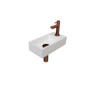 INK Versus Fountain Pack Polystone - tap platform right - 36x18x9 cm - Matt white/Matte rose gold