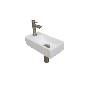 INK Versus Fountain Pack Porcelain - tap platform left - 36x18x9 cm - Gloss white/Brushed nickel