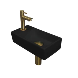 INK Versus Fountain Pack Porcelain - tap tray left - 36x18x9 cm - Matt black/Brushed Matt gold