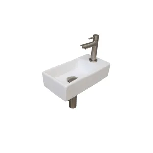 INK Versus Fountain Pack Porcelain - tap platform right - 36x18x9 cm - Gloss white/Brushed nickel