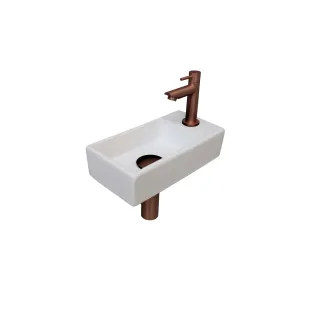 INK Versus Fountain Pack Porcelain - tap platform right - 36x18x9 cm - Gloss white/Matte rose gold