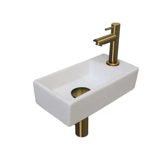 INK Versus Fountain Pack Porcelain - tap platform right - 36x18x9 cm - Matt white/Brushed Matt gold