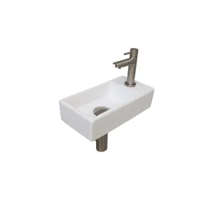 INK Versus Fountain Pack Porcelain - tap platform right - 36x18x9 cm - Matt white/Brushed nickel