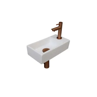 INK Versus Fountain Pack Porcelain - tap platform right - 36x18x9 cm - Matt white/Matte rose gold