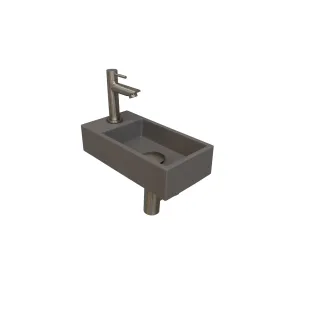 INK Versus Fountain Pack Quartz - tap platform left - 36x18x9 cm - Quartz concrete/Brushed nickel