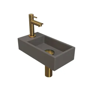 INK Versus Fountain Pack Quartz - tap platform left - 36x18x9 cm - Quartz concrete/Matte gold