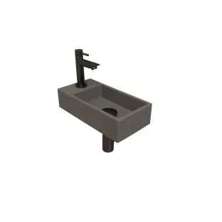 INK Versus Fountain Pack Quartz - tap platform left - 36x18x9 cm - Quartz concrete/Metal black