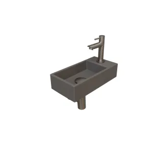 INK Versus Fountain Pack Quartz - tap platform right - 36x18x9 cm - Quartz concrete/Brushed nickel