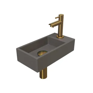 INK Versus Fountain Pack Quartz - tap platform right - 36x18x9 cm - Quartz concrete/Matte gold