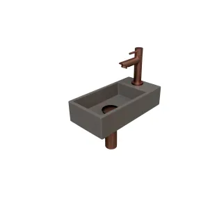 INK Versus Fountain Pack Quartz - tap platform right - 36x18x9 cm - Quartz concrete/Matte rose gold