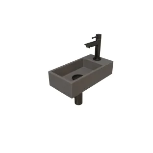 INK Versus Fountain Pack Quartz - tap platform right - 36x18x9 cm - Quartz concrete/Metal black