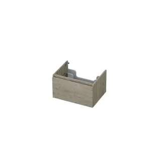 INK Washbasin cabinet - 1 drawer - handleless - wooden strip - 60x45x35 cm - MFC Greige oak