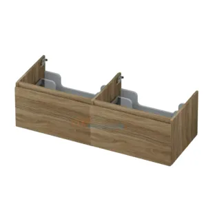 INK Washbasin cabinet - 2 x 1 drawers - handleless - wooden frame - 120x45x35 cm - Pure oak