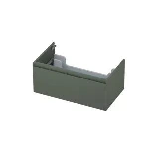 INK washbasin cabinet lacquered - 1 drawer - handleless - 45 degree corners - 120x45x35 cm - Matt concrete green