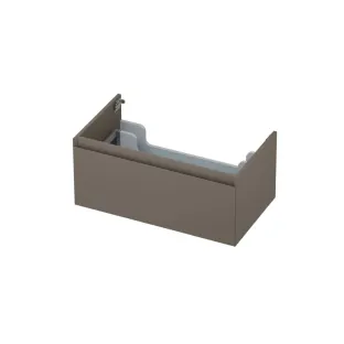 INK washbasin cabinet lacquered - 1 drawer - handleless - 45 degree corners - 120x45x35 cm - Matt taupe