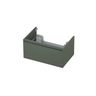 INK washbasin cabinet lacquered - 1 drawer - handleless - 45 degree corners - 70x45x35 cm - Matt concrete green