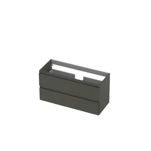 INK Washbasin cabinet lacquered - 2 drawers - Handleless - 100x40x52 cm - Matt concrete green