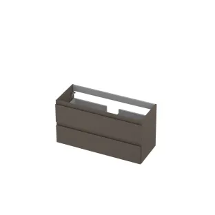 INK Washbasin cabinet lacquered - 2 drawers - Handleless - 100x40x52 cm - Matt taupe