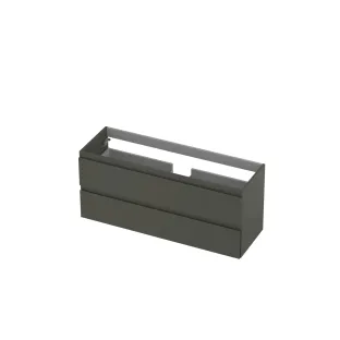 INK Washbasin cabinet lacquered - 2 drawers - Handleless - 120x40x52 cm - Matt concrete green