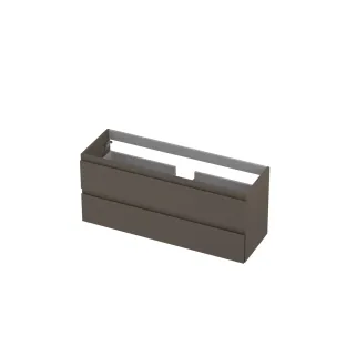 INK Washbasin cabinet lacquered - 2 drawers - Handleless - 120x40x52 cm - Matt taupe