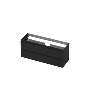 INK Washbasin cabinet lacquered - 2 drawers - Handleless - 120x40x52 cm - Matt black