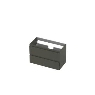 INK Washbasin cabinet lacquered - 2 drawers - Handleless - 80x40x52 cm - Matt concrete green