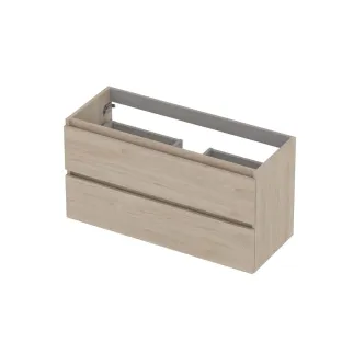 INK Washbasin cabinet wooden strip - 2 drawers - Handleless - 100x40x52 cm - Ivory oak