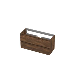 INK Washbasin cabinet wooden strip - 2 drawers - Handleless - 100x40x52 cm - Walnut