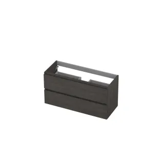 INK Washbasin cabinet wooden strip - 2 drawers - Handleless - 100x40x52 cm - Primeval grey