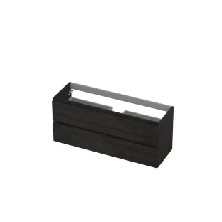 INK Washbasin cabinet wooden strip - 2 drawers - Handleless - 120x40x52 cm - Charcoal oak