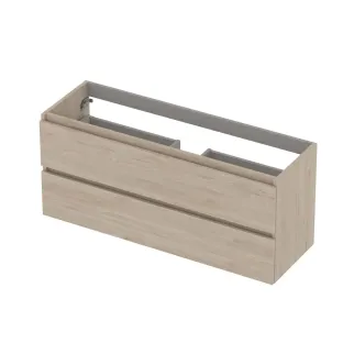 INK Washbasin cabinet wooden strip - 2 drawers - Handleless - 120x40x52 cm - Ivory oak